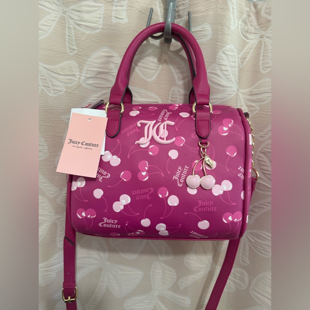Juicy Couture Pink Cherry Print Satchel Bag